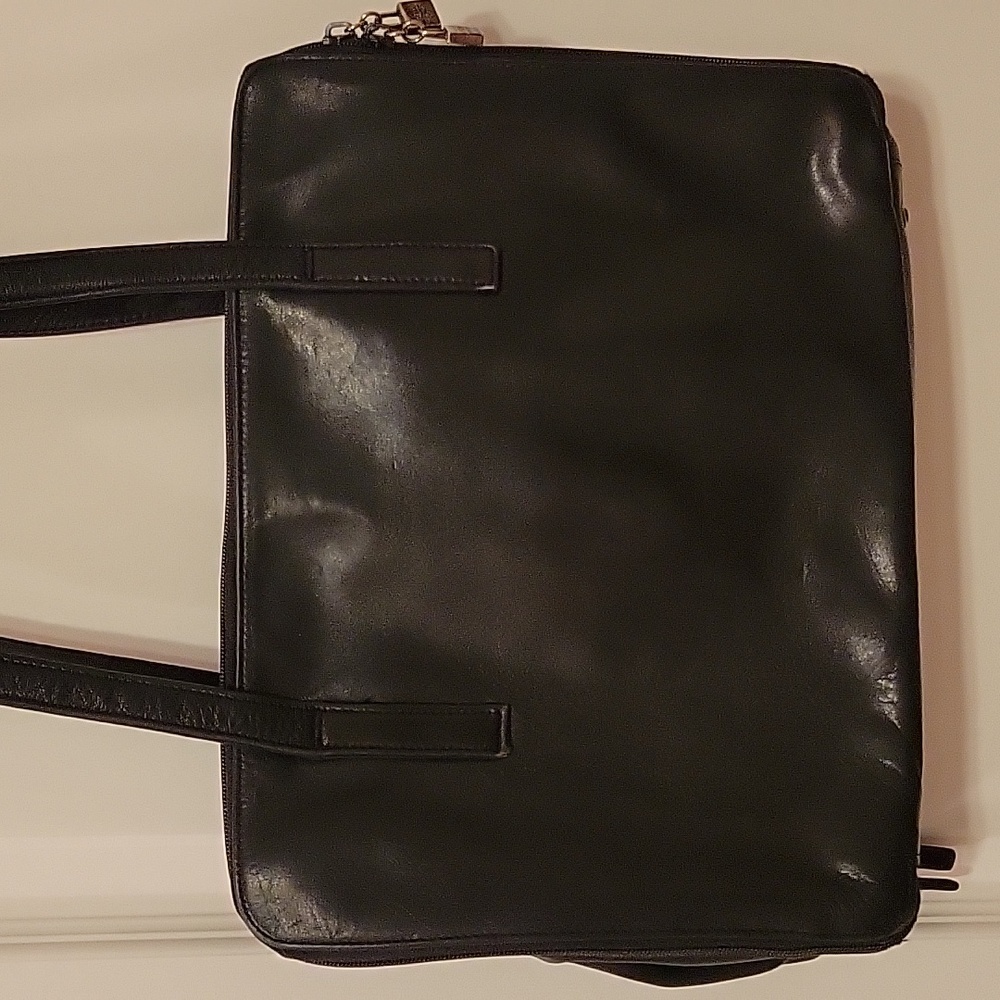 Great Condition Perlina Vintage Black Leather Laptop Bag/Briefcase Tote - Picture 4 of 13